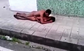 Naked Black Couple Caught Having Sex On The Sidewalk