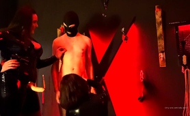 Masked Slave Punished And Humiliated In Cfnm Threesome